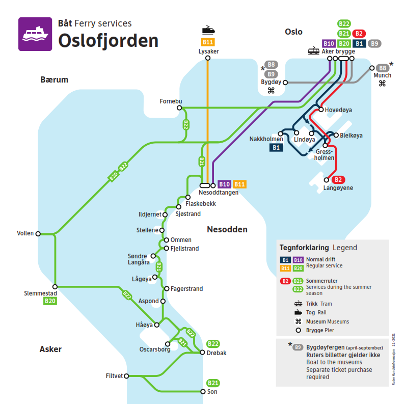 mapa Ferry Oslo