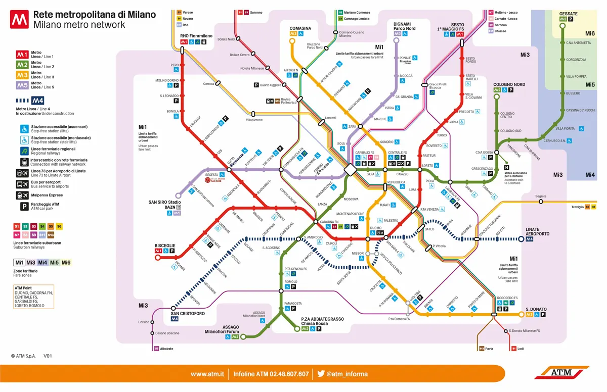 mapa metro milan