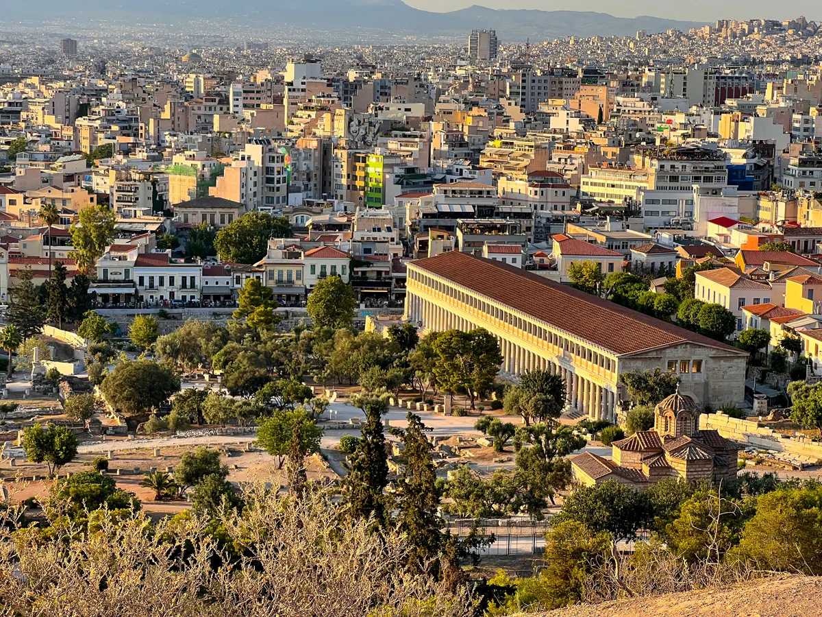 Ágora Antigua desde el mirador de Areopago, Atenas