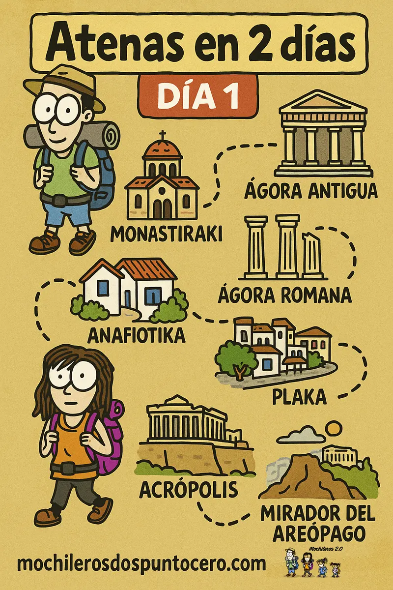 Atenas en 2 días, planning para el día 1