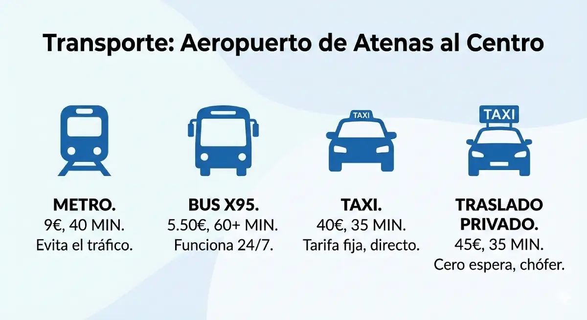 aeropuerto atenas centro Transportes para llegar del aeropuerto de Atenas al centro