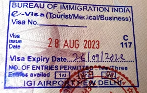 Sello entrada a India en el pasaporte